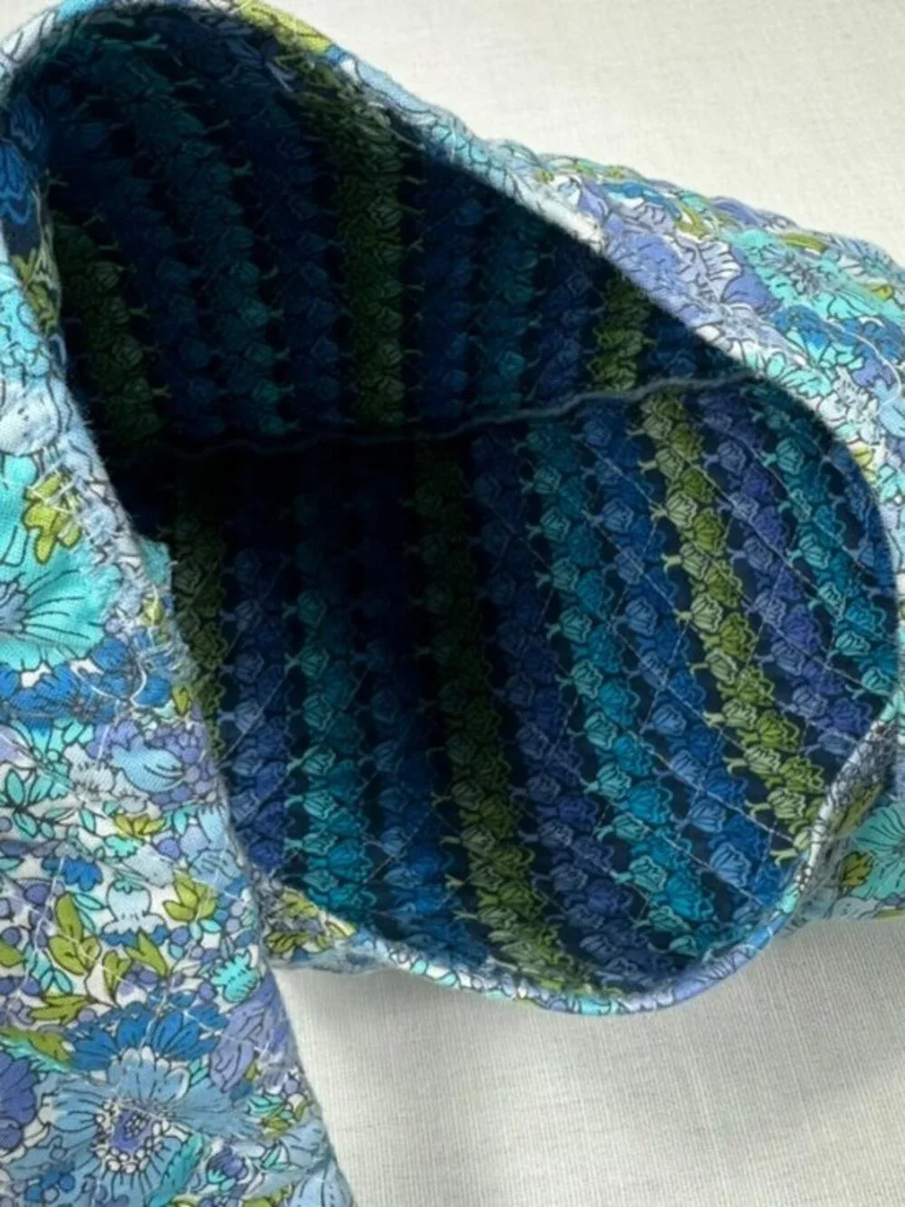 Quilted‎ Floral Hobo Sling Bag Blue Green Boho Cloth Hippie Festival 70s Retro